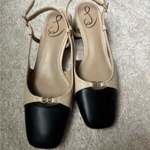 Sam Edelman Black and Cream Women's Slingback Shoes